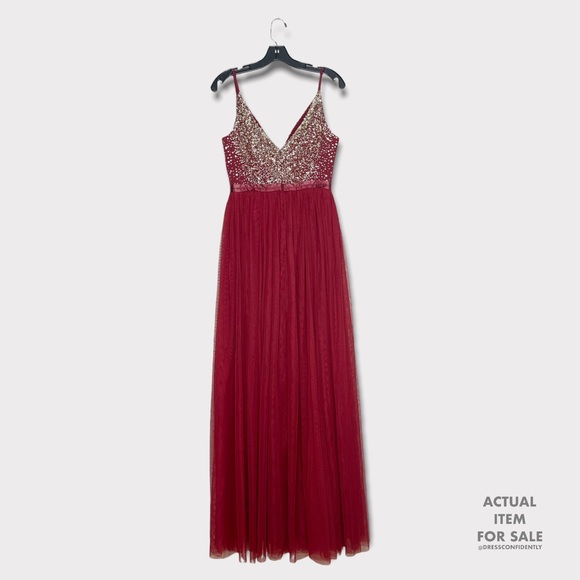 BHLDN Avery Beaded Tulle Gown - Bordeaux - Picture 4 of 9